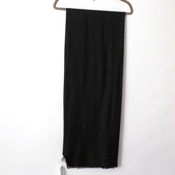 Calvin Klein CK Logo Pashmina Scarf Emerald Green Reversible - Picture 2 of 7